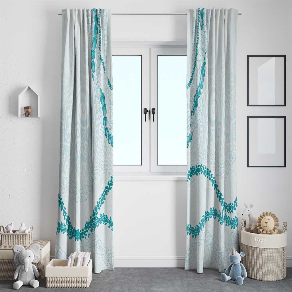 Aloha Lei Mikioi Window Curtain Teal Polynesian Tribal Tatau Pattern LT9 - Polynesian Pride