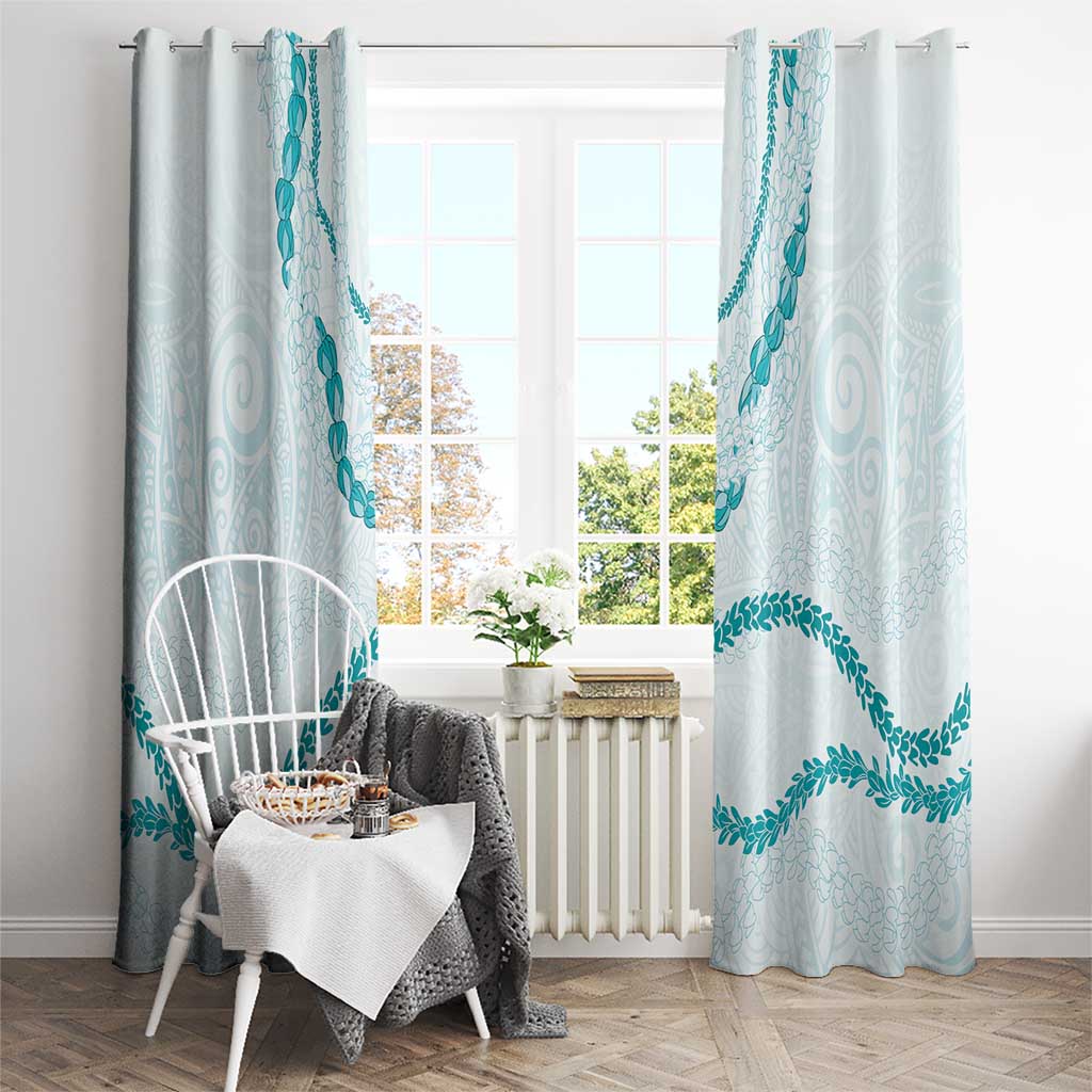 Aloha Lei Mikioi Window Curtain Teal Polynesian Tribal Tatau Pattern LT9 - Polynesian Pride