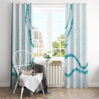 Aloha Lei Mikioi Window Curtain Teal Polynesian Tribal Tatau Pattern LT9 - Polynesian Pride