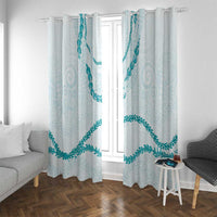 Aloha Lei Mikioi Window Curtain Teal Polynesian Tribal Tatau Pattern LT9 With Grommets Teal - Polynesian Pride
