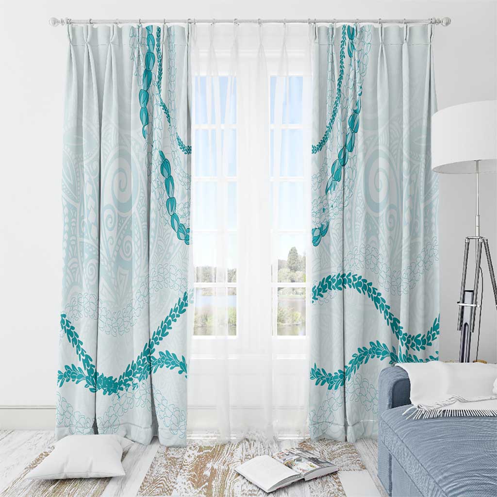 Aloha Lei Mikioi Window Curtain Teal Polynesian Tribal Tatau Pattern LT9 - Polynesian Pride