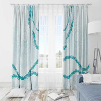 Aloha Lei Mikioi Window Curtain Teal Polynesian Tribal Tatau Pattern LT9 - Polynesian Pride