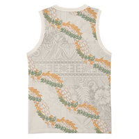 Aloha Pakalana and Puakenikeni Lei Basketball Jersey Beige Hawaiian Pattern LT9 - Polynesian Pride