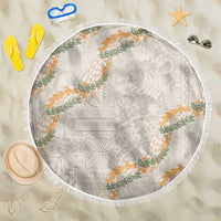 Aloha Pakalana and Puakenikeni Lei Beach Blanket Beige Hawaiian Pattern LT9 One Size 150cm Beige - Polynesian Pride