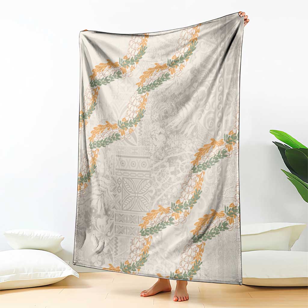 Aloha Pakalana and Puakenikeni Lei Blanket Beige Hawaiian Pattern LT9 - Polynesian Pride