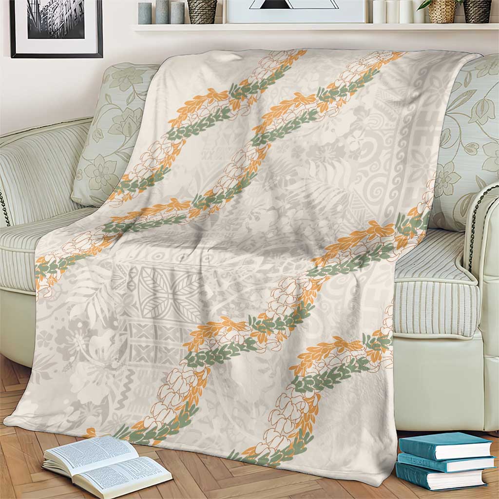 Aloha Pakalana and Puakenikeni Lei Blanket Beige Hawaiian Pattern LT9 - Polynesian Pride
