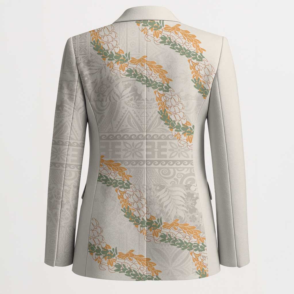Aloha Pakalana and Puakenikeni Lei Blazer Beige Hawaiian Pattern LT9 - Polynesian Pride