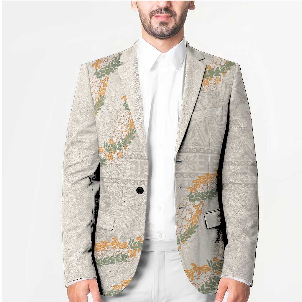 Aloha Pakalana and Puakenikeni Lei Blazer Beige Hawaiian Pattern LT9 - Polynesian Pride