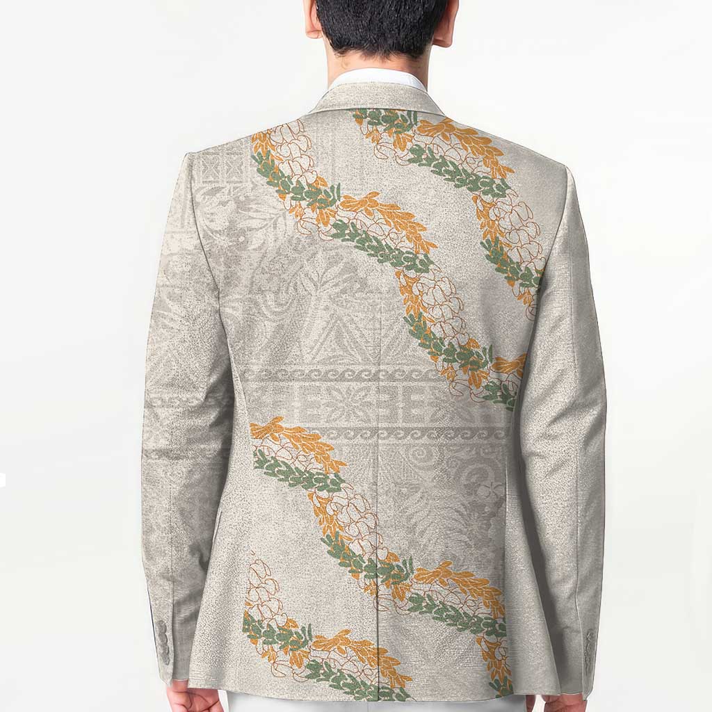Aloha Pakalana and Puakenikeni Lei Blazer Beige Hawaiian Pattern LT9 - Polynesian Pride