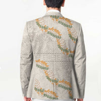 Aloha Pakalana and Puakenikeni Lei Blazer Beige Hawaiian Pattern LT9 - Polynesian Pride