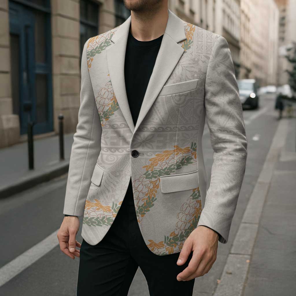 Aloha Pakalana and Puakenikeni Lei Blazer Beige Hawaiian Pattern LT9 - Polynesian Pride