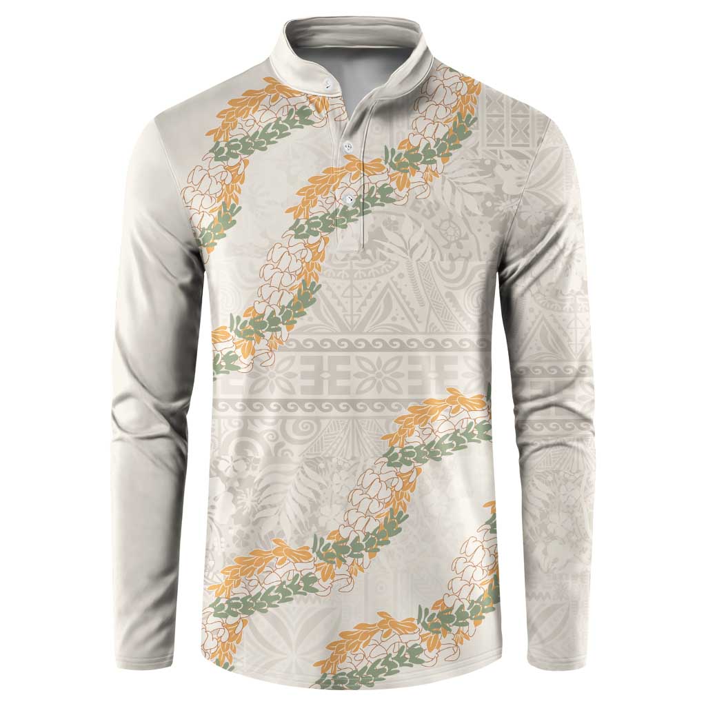 Aloha Pakalana and Puakenikeni Lei Button Sweatshirt Beige Hawaiian Pattern LT9 Beige - Polynesian Pride