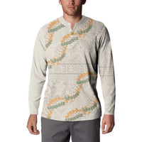 Aloha Pakalana and Puakenikeni Lei Button Sweatshirt Beige Hawaiian Pattern LT9 - Polynesian Pride