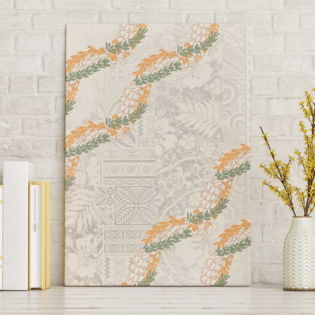 Aloha Pakalana and Puakenikeni Lei Canvas Wall Art Beige Hawaiian Pattern LT9 Without Frame Beige - Polynesian Pride