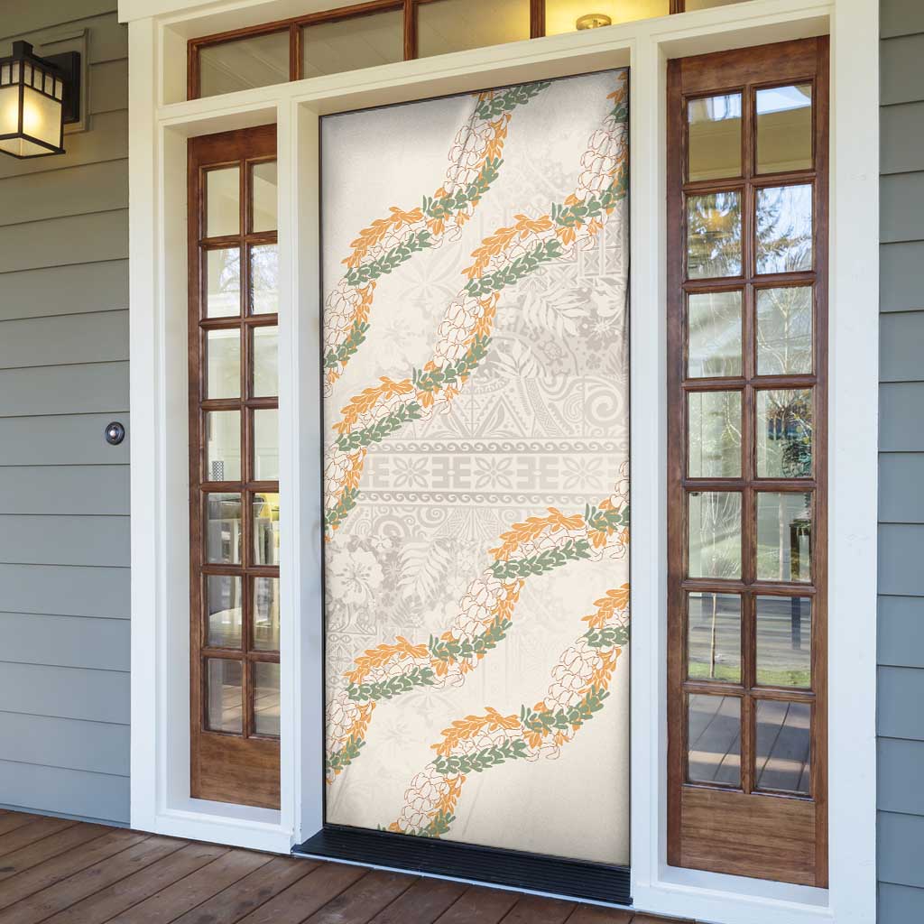 Aloha Pakalana and Puakenikeni Lei Door Cover Beige Hawaiian Pattern LT9 - Polynesian Pride
