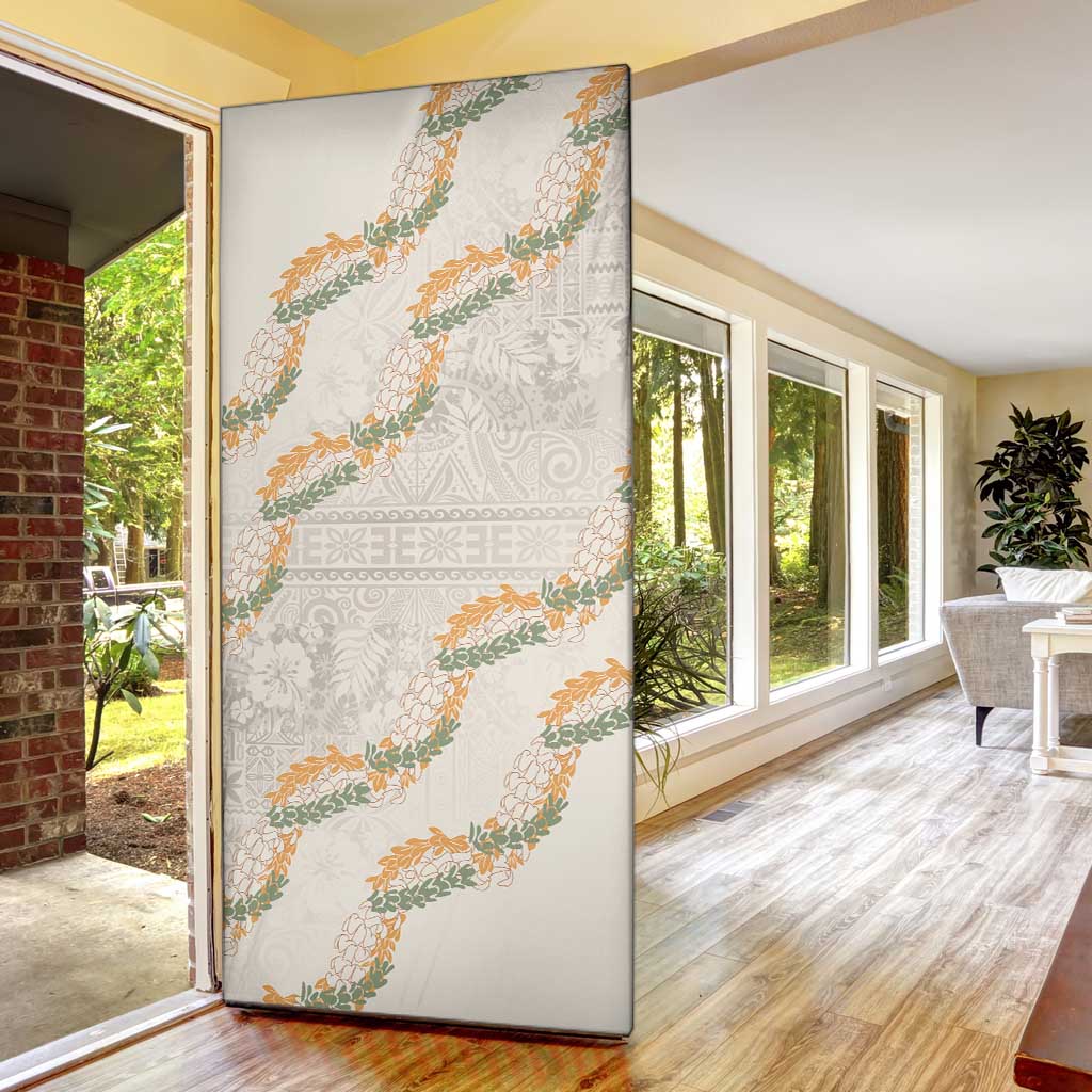 Aloha Pakalana and Puakenikeni Lei Door Cover Beige Hawaiian Pattern LT9 - Polynesian Pride