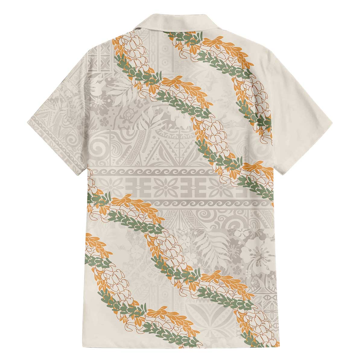 Aloha Pakalana and Puakenikeni Lei Family Matching Off The Shoulder Long Sleeve Dress and Hawaiian Shirt Beige Hawaiian Pattern