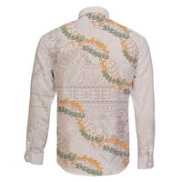 Aloha Pakalana and Puakenikeni Lei Family Matching Off Shoulder Short Dress and Hawaiian Shirt Beige Hawaiian Pattern
