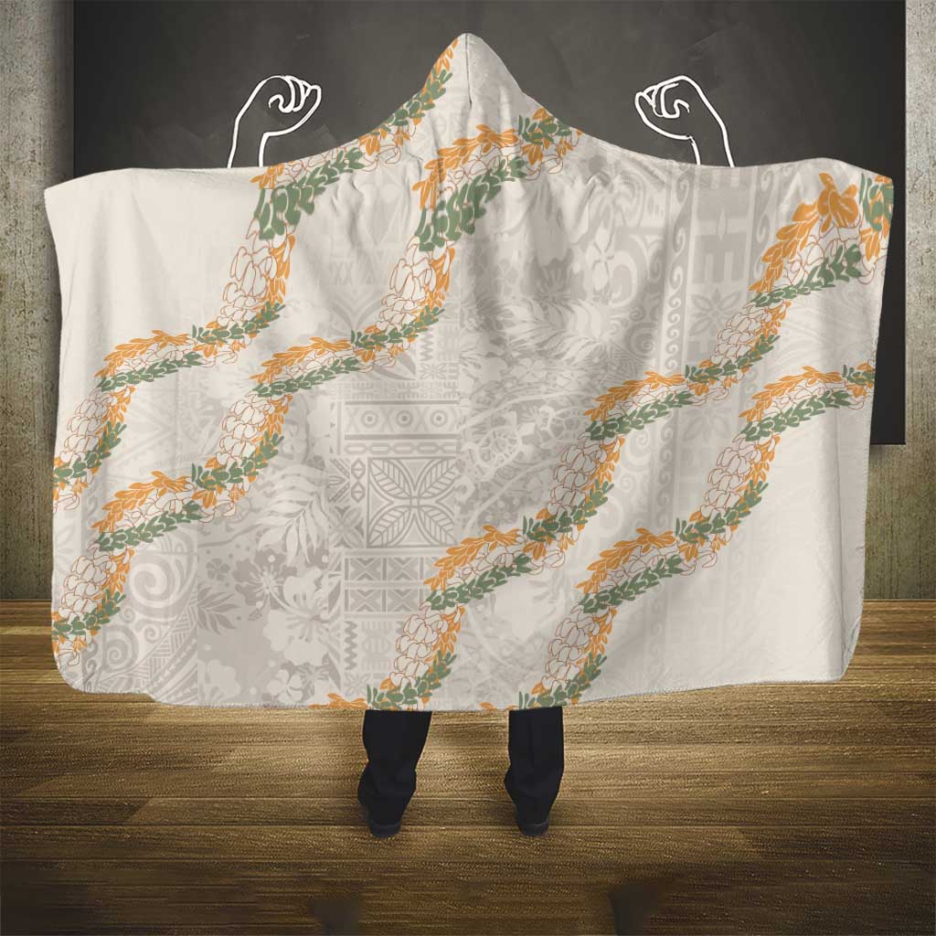 Aloha Pakalana and Puakenikeni Lei Hooded Blanket Beige Hawaiian Pattern LT9 - Polynesian Pride