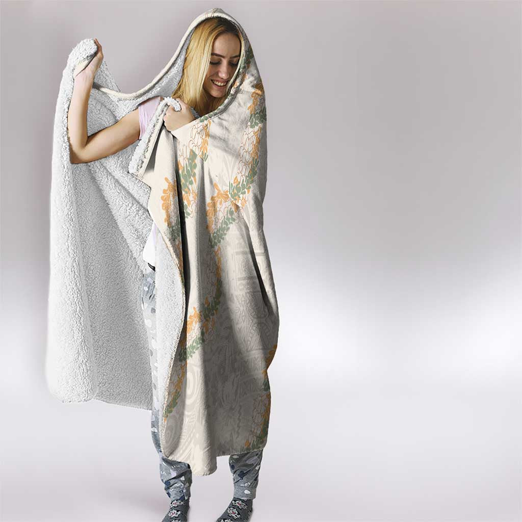 Aloha Pakalana and Puakenikeni Lei Hooded Blanket Beige Hawaiian Pattern LT9 - Polynesian Pride