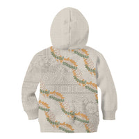 Aloha Pakalana and Puakenikeni Lei Kid Hoodie Beige Hawaiian Pattern