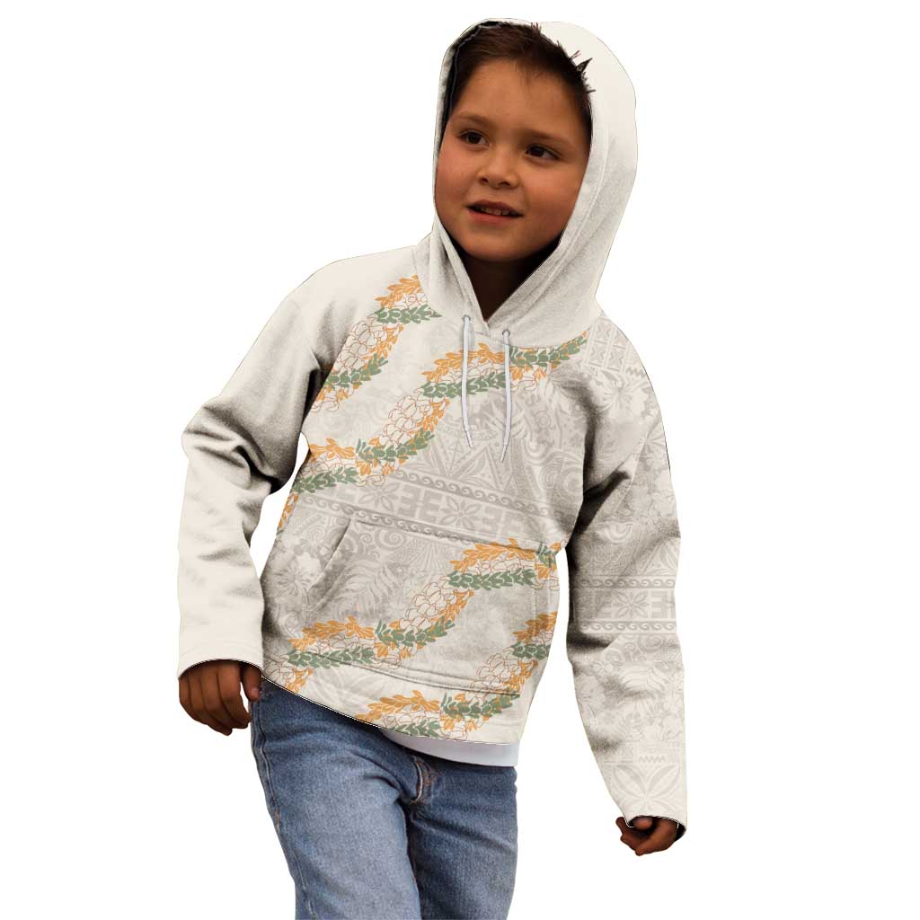 Aloha Pakalana and Puakenikeni Lei Kid Hoodie Beige Hawaiian Pattern