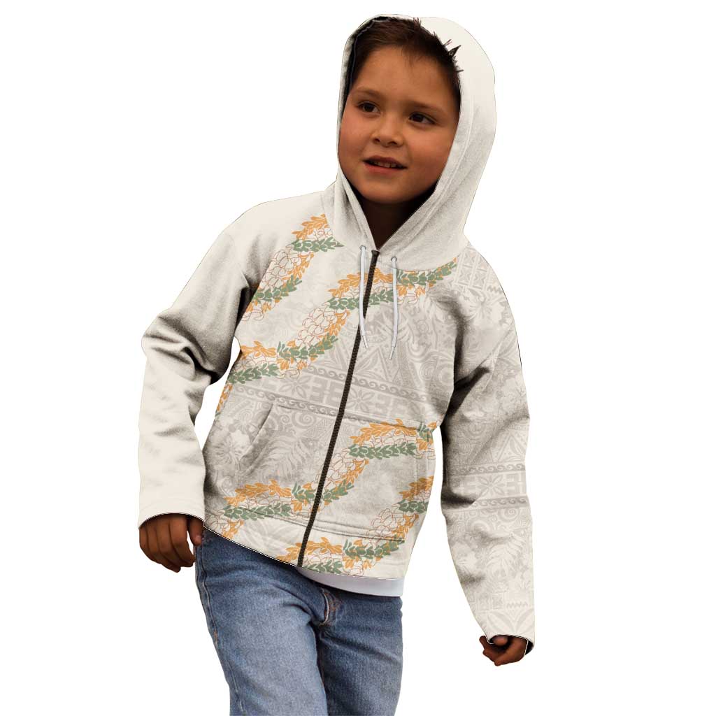 Aloha Pakalana and Puakenikeni Lei Kid Hoodie Beige Hawaiian Pattern