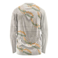 Aloha Pakalana and Puakenikeni Lei Long Sleeve Shirt Beige Hawaiian Pattern LT9 - Polynesian Pride