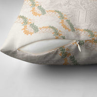 Aloha Pakalana and Puakenikeni Lei Pillow Cover Beige Hawaiian Pattern - Polynesian Pride