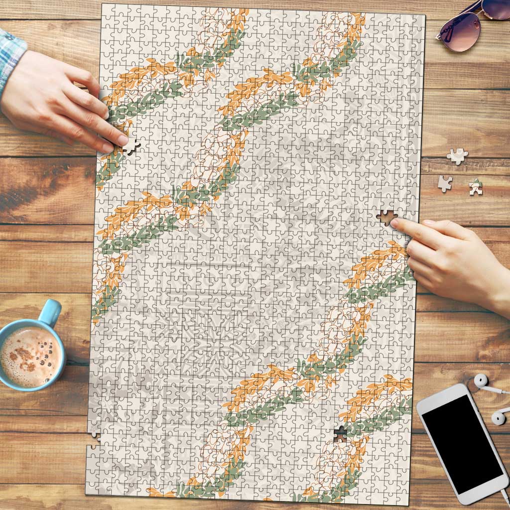 Aloha Pakalana and Puakenikeni Lei Puzzle Beige Hawaiian Pattern LT9 Beige - Polynesian Pride