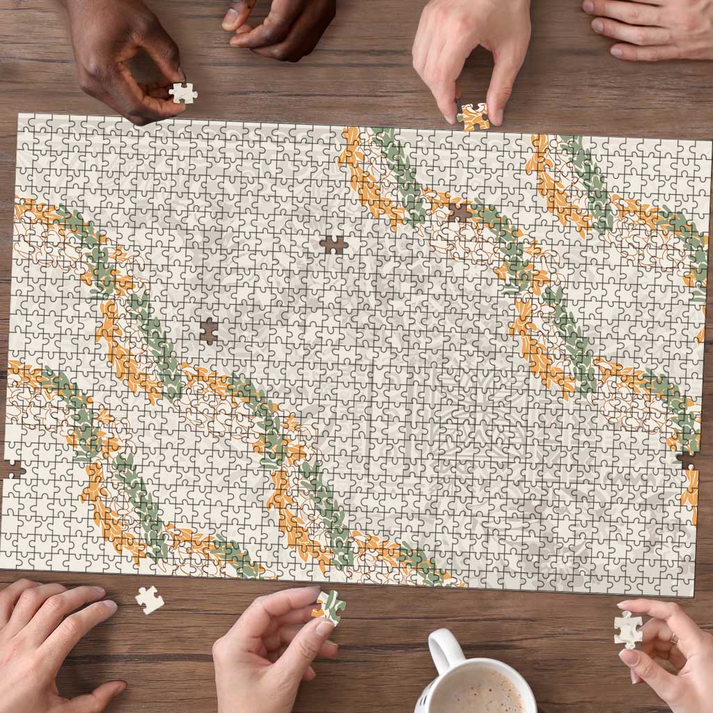 Aloha Pakalana and Puakenikeni Lei Puzzle Beige Hawaiian Pattern LT9 - Polynesian Pride
