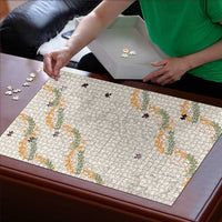Aloha Pakalana and Puakenikeni Lei Puzzle Beige Hawaiian Pattern LT9 - Polynesian Pride