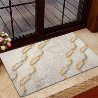 Aloha Pakalana and Puakenikeni Lei Rubber Doormat Beige Hawaiian Pattern LT9 - Polynesian Pride