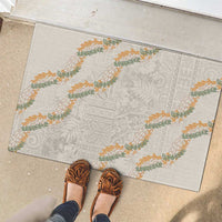 Aloha Pakalana and Puakenikeni Lei Rubber Doormat Beige Hawaiian Pattern LT9 - Polynesian Pride