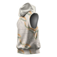 Aloha Pakalana and Puakenikeni Lei Sleeveless Hoodie Beige Hawaiian Pattern LT9 - Polynesian Pride