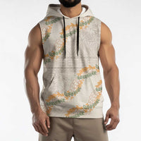 Aloha Pakalana and Puakenikeni Lei Sleeveless Hoodie Beige Hawaiian Pattern LT9 - Polynesian Pride