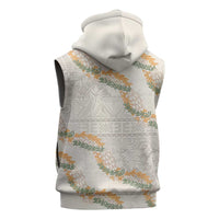 Aloha Pakalana and Puakenikeni Lei Sleeveless Zip Hoodie Beige Hawaiian Pattern - Polynesian Pride