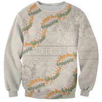 Aloha Pakalana and Puakenikeni Lei Sweatshirt Beige Hawaiian Pattern LT9 Unisex Beige - Polynesian Pride