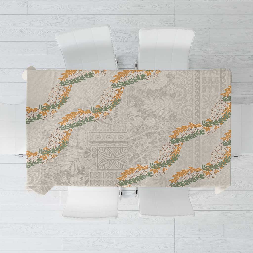 Aloha Pakalana and Puakenikeni Lei Tablecloth Beige Hawaiian Pattern LT9 Beige - Polynesian Pride
