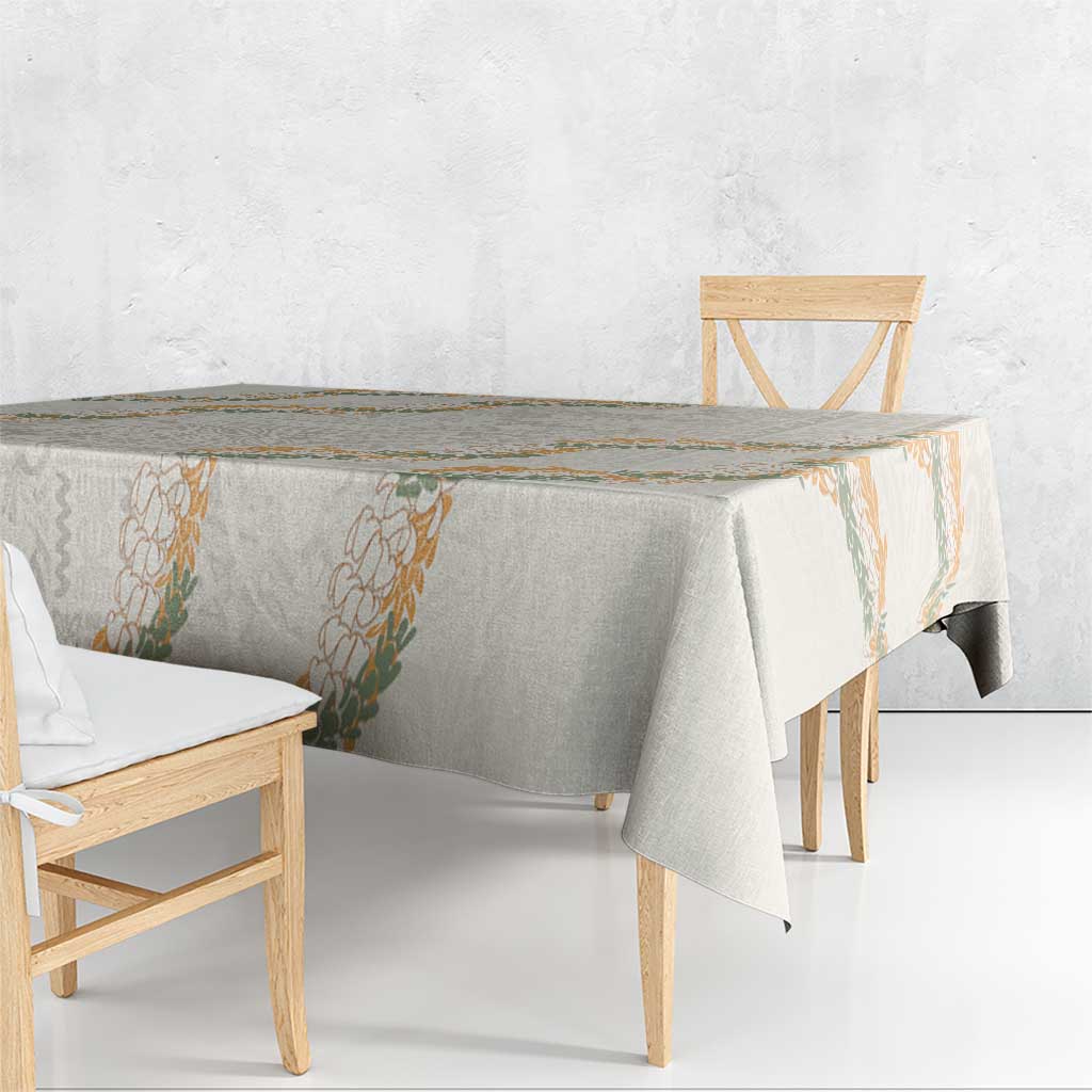 Aloha Pakalana and Puakenikeni Lei Tablecloth Beige Hawaiian Pattern LT9 - Polynesian Pride