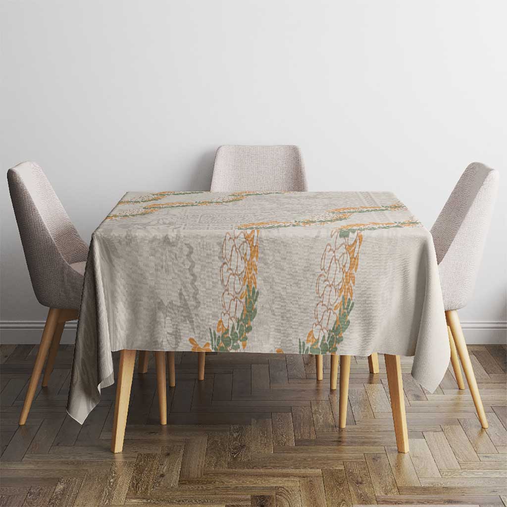Aloha Pakalana and Puakenikeni Lei Tablecloth Beige Hawaiian Pattern LT9 - Polynesian Pride