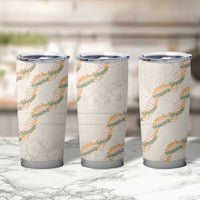Aloha Pakalana and Puakenikeni Lei Tumbler Cup Beige Hawaiian Pattern