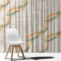 Aloha Pakalana and Puakenikeni Lei Window Curtain Beige Hawaiian Pattern LT9 - Polynesian Pride
