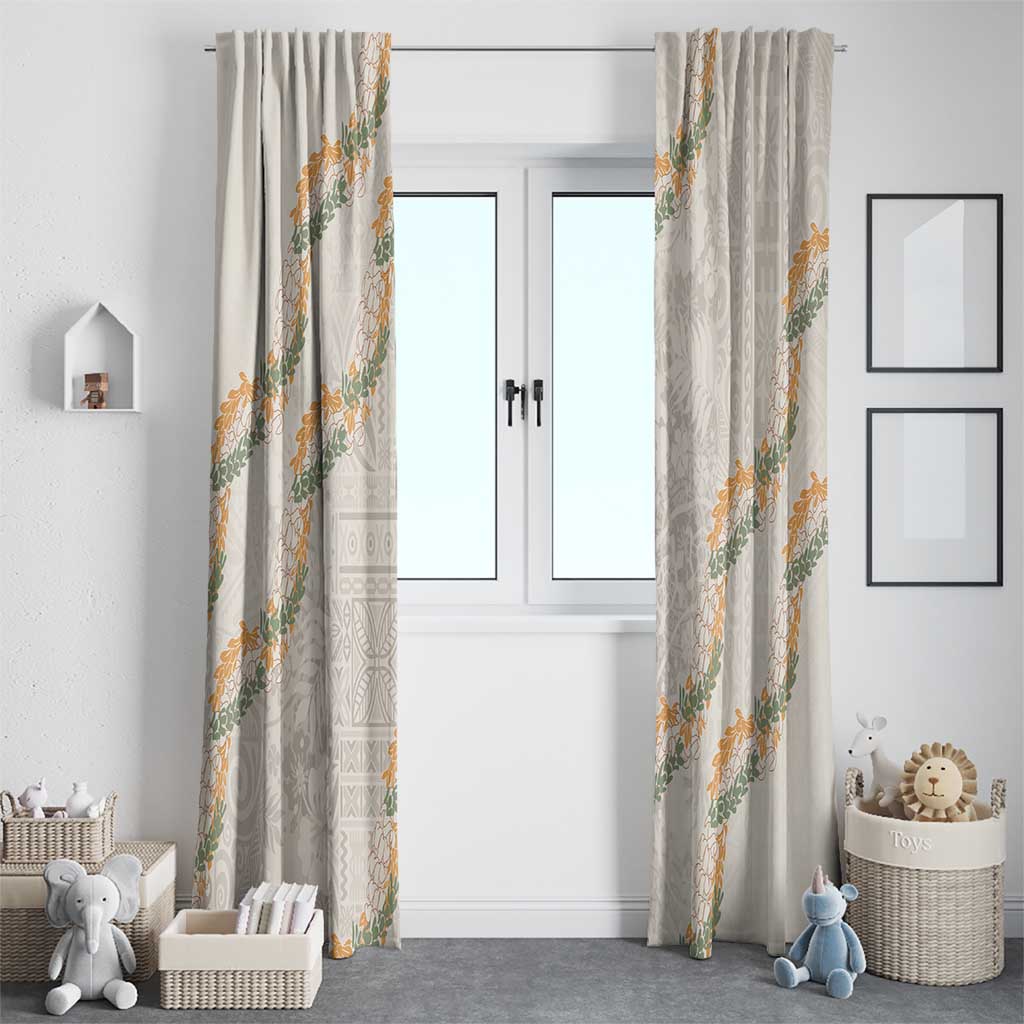 Aloha Pakalana and Puakenikeni Lei Window Curtain Beige Hawaiian Pattern LT9 - Polynesian Pride