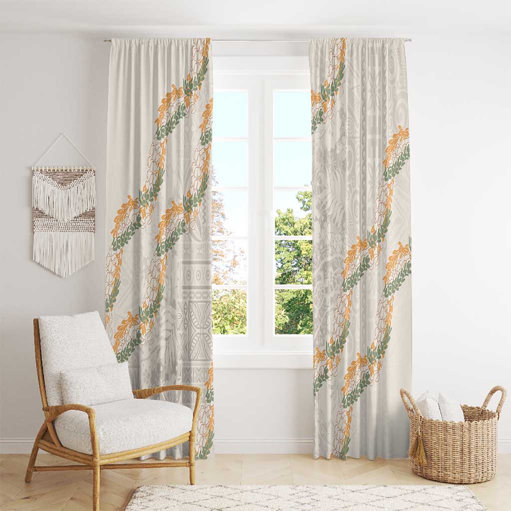 Aloha Pakalana and Puakenikeni Lei Window Curtain Beige Hawaiian Pattern LT9 - Polynesian Pride