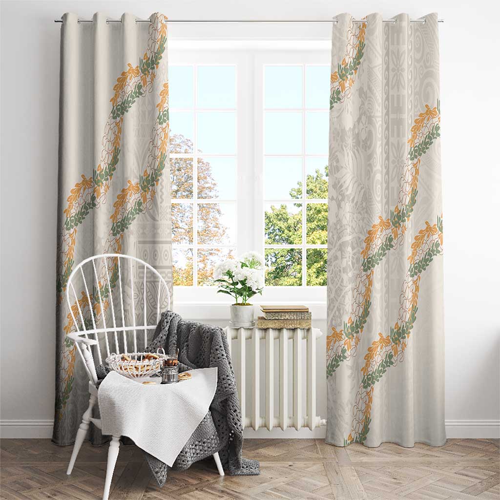 Aloha Pakalana and Puakenikeni Lei Window Curtain Beige Hawaiian Pattern LT9 - Polynesian Pride