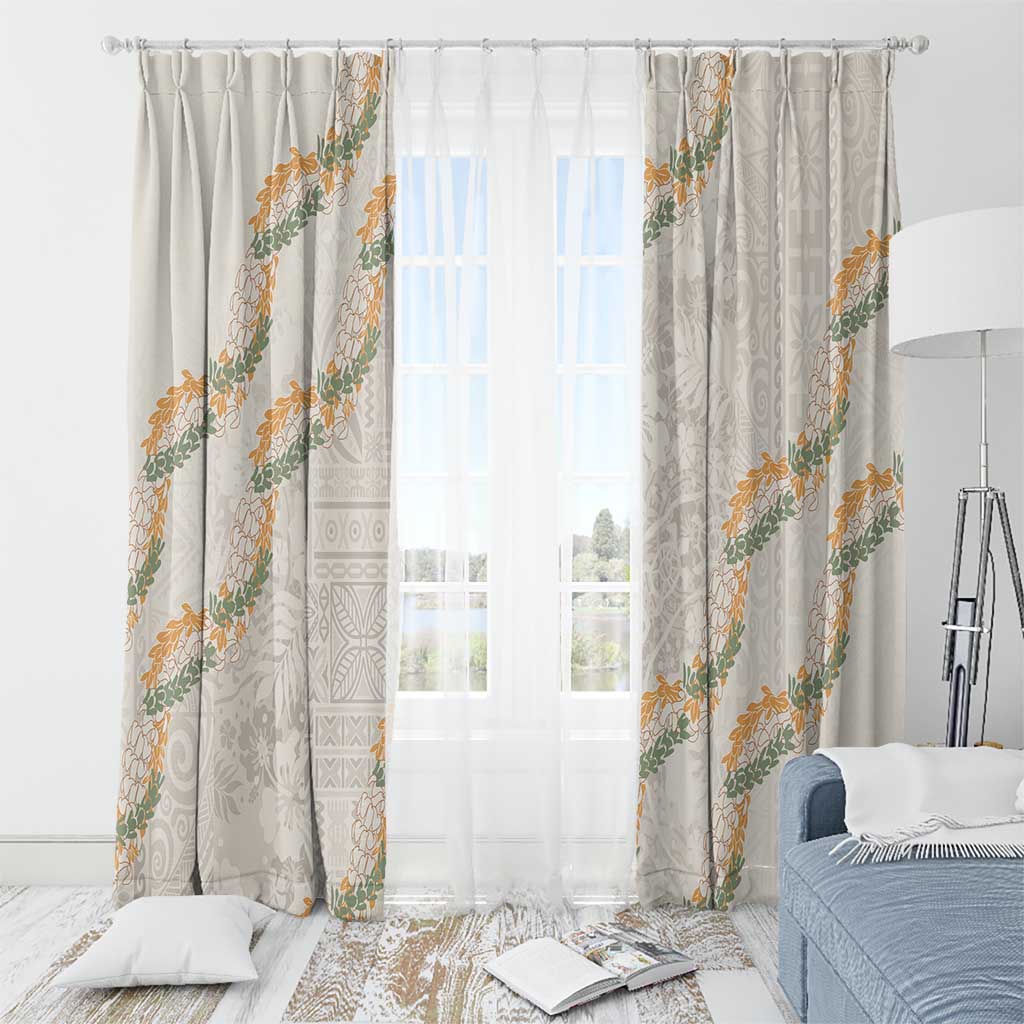 Aloha Pakalana and Puakenikeni Lei Window Curtain Beige Hawaiian Pattern LT9 - Polynesian Pride