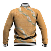 Aloha Pakalana and Puakenikeni Lei Baseball Jacket Gold Hawaiian Pattern LT9 - Polynesian Pride