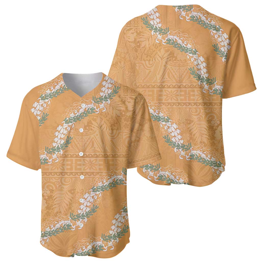 Aloha Pakalana and Puakenikeni Lei Baseball Jersey Gold Hawaiian Pattern