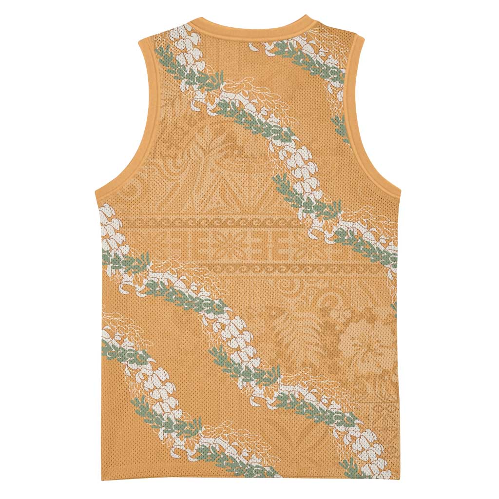 Aloha Pakalana and Puakenikeni Lei Basketball Jersey Gold Hawaiian Pattern LT9 - Polynesian Pride